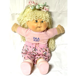 Cabbage Patch Kid Doll 1990 Hasbro 1st Edition Signed Green Eyes Blonde Hair